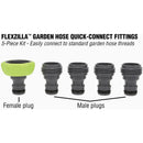 Flexzilla Standard Garden Hose Quick-Connect Fitting Plug Kit, ZillaGreen (5-Piece)