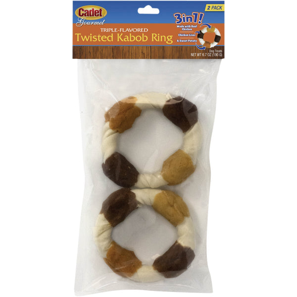Cadet Gourmet Beef Hide Shish Kabob Chicken, Sweet Potato & Liver Dog Treats (2-Pack)