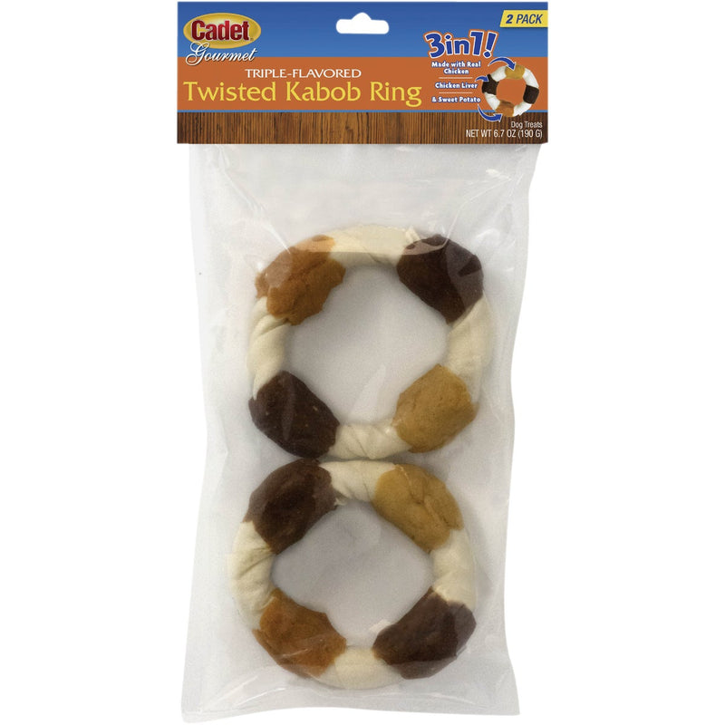 Cadet Gourmet Beef Hide Shish Kabob Chicken, Sweet Potato & Liver Dog Treats (2-Pack)