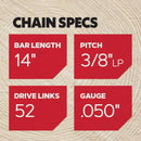 Oregon S52T AdvanceCut Chainsaw Chains 2-Pack for 14 in. Bar - 52 Drive Links - fits Echo, Craftsman, Poulan, Homelite, Makita Husqvarna and more