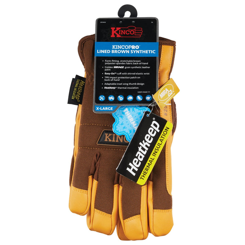 KincoPro MiraG2 Men's XL Grain Faux Leather Thermal Lined Winter Work Glove
