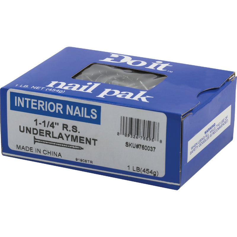Do it 1-1/4 In. 12-1/2 ga Bright Ring Shank Underlayment Flooring Nails (345 Ct., 1 Lb.)