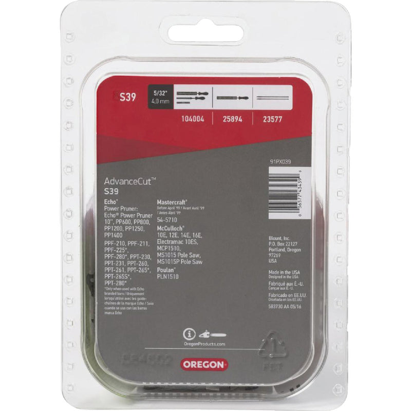 Oregon S39 AdvanceCut Saw Chain for 10 in. Bar - 39 Drive Links - fits Echo, Poulan, McCulloch, Makita, Dolmar and more