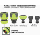 Flexzilla Standard Garden Hose Quick-Connect Coupler & Plug Kit, ZillaGreen (5-Piece)