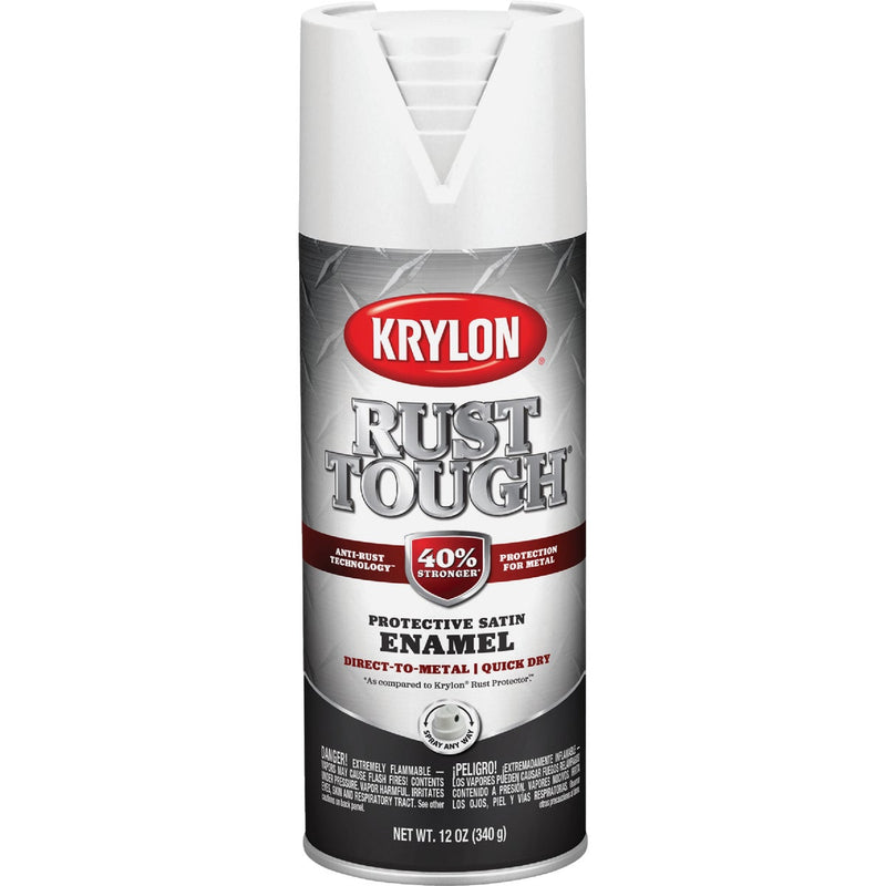 Krylon Rust Tough 12 Oz. Satin Alkyd Enamel Spray Paint, White