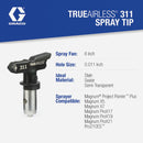 Graco Reverse-A-Clean 6 to 8 In. W. 0.011 Tip Paint Sprayer Airless Spray Tip