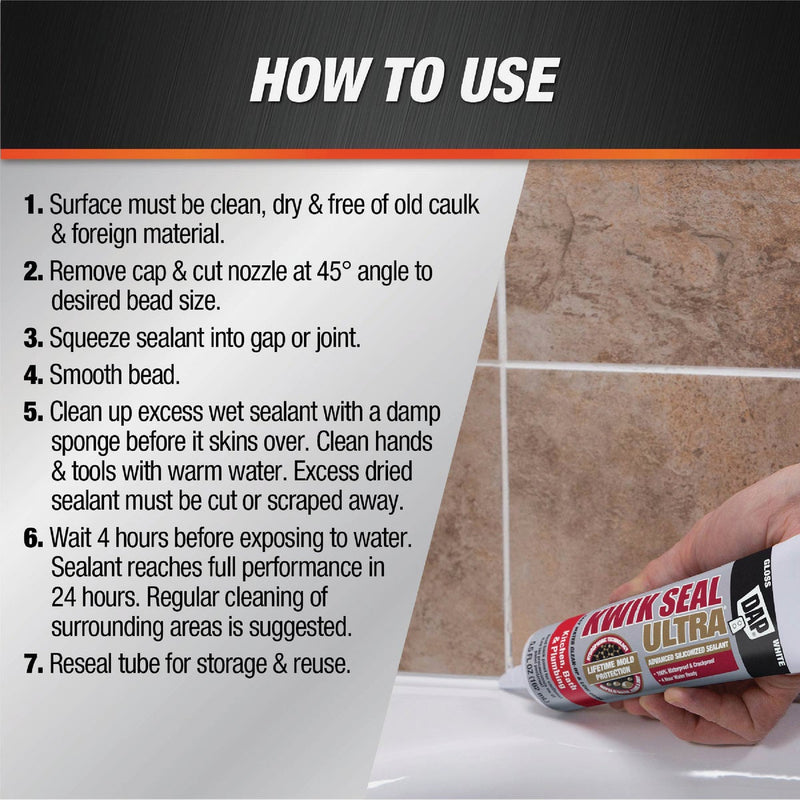 DAP KWIK SEAL ULTRA 5.5 Oz. White Siliconized Kitchen & Bath Sealant