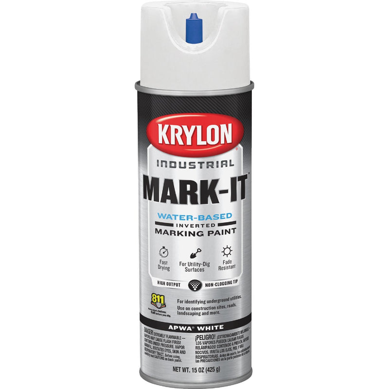 Krylon Mark-It 731608 Industrial WB APWA Brilliant White Inverted Marking Paint