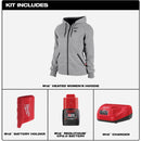 Milwaukee M12 Women's Gray Cordless Heated Hoodie Kit, XL