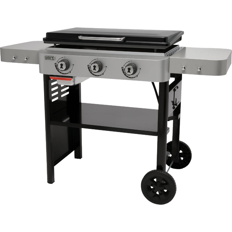 Weber 28 In. 3-Burner Propane Gas Griddle Flat Top Grill, Black