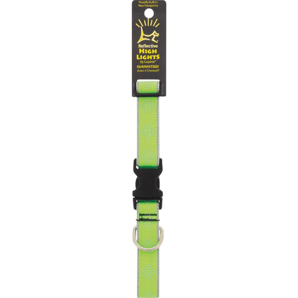 Lupine 1 In. Reflective Green-Diamond Adjustable Dog Collar